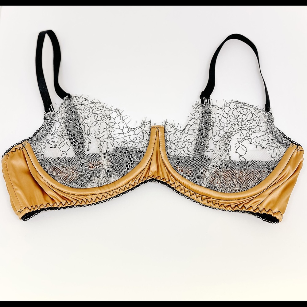 Goddess handmade silk and lace gold bra 38B - Picture 2 of 4